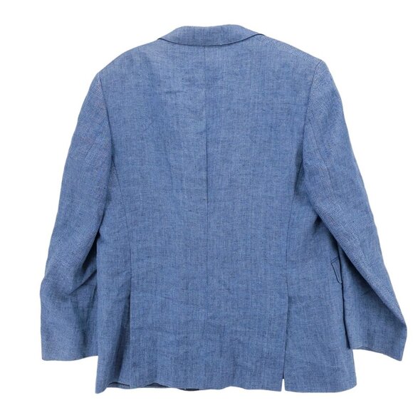 EDUARD DRESSLER 100% Linen Blue Herringbone Blazer Jacket Size 44 - 46 - Picture 3 of 9